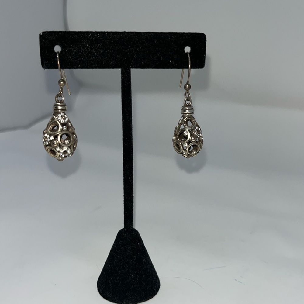 Silver Teardrop Filigree Dangle Earrings - Women Jewelry